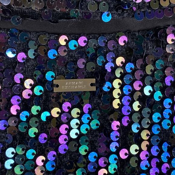 Armani Exchange Sequin Blazer Size 8 Black Statement Jacket Festive - Picture 9 of 13